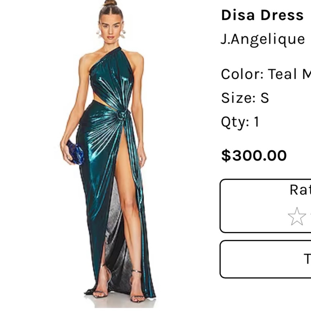 Disa Dress J.Angelique Color: Teal Metallic Knit